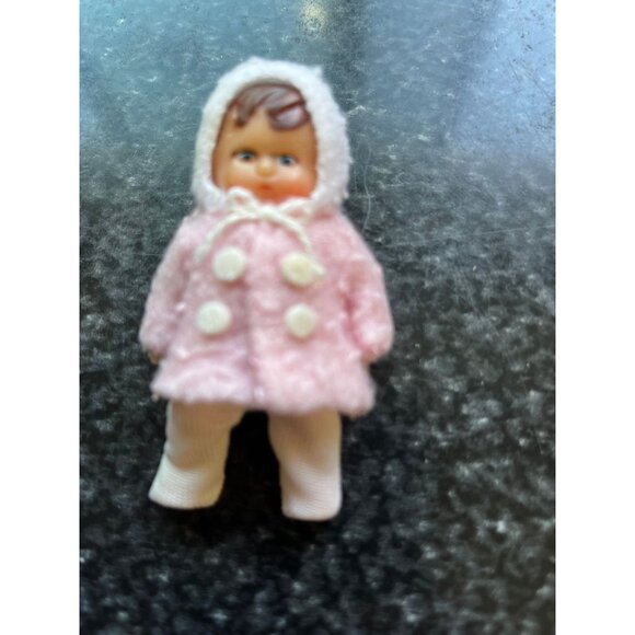 Vtg Miniature Baby Doll Pink White Coat Hat Costume Original Tag & Box Germany - Picture 3 of 8